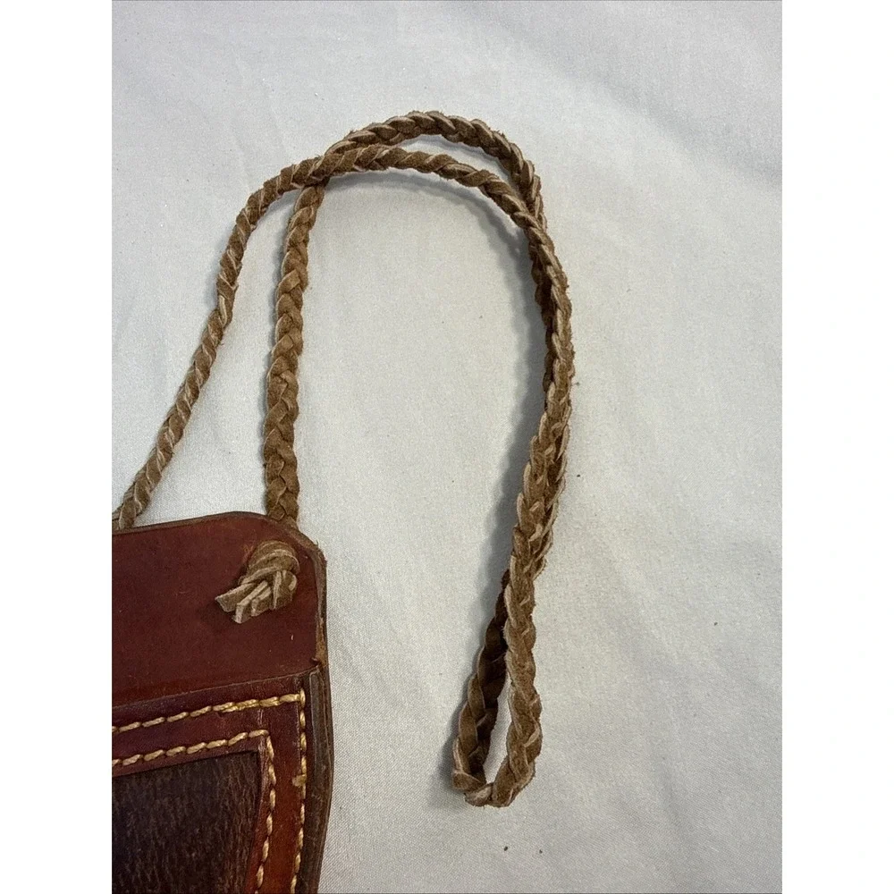 Vintage Handcrafted Leather Neck Sheath Holster Tool Case with Braided Strap